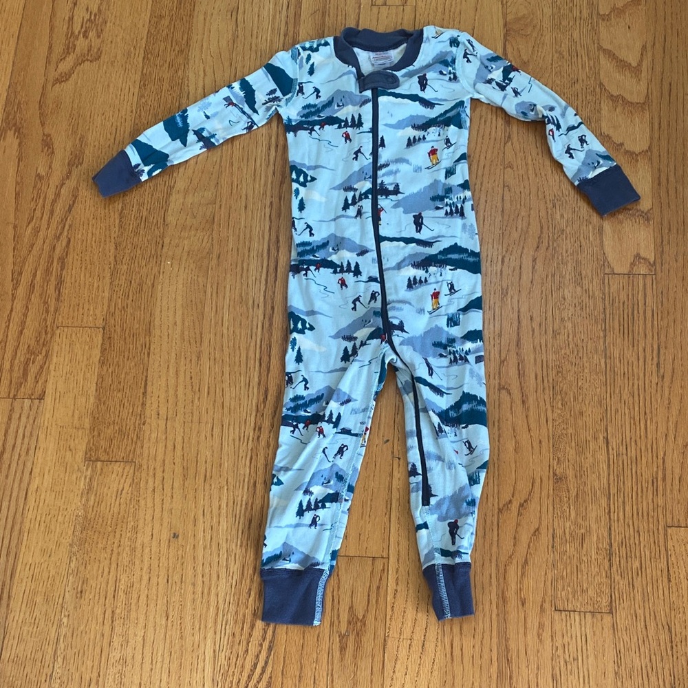 Hanna Andersson Blue Skiing And Ice Hockey Onesie